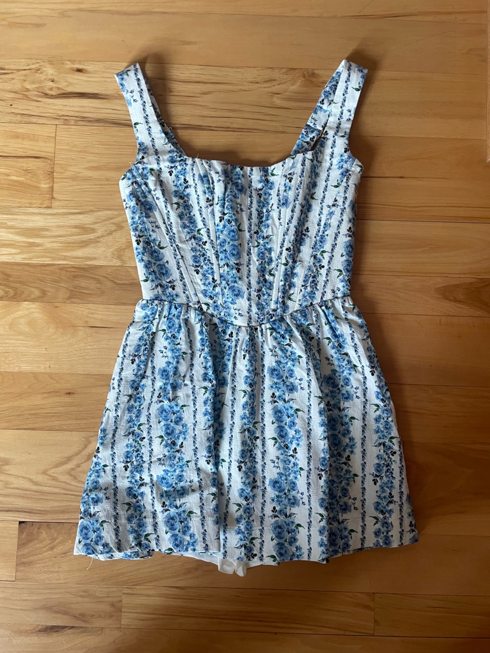 Show Me Your MuMu White Dress with Blue Floral Print - Picture 2 of 4